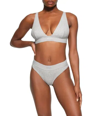 Skims Cotton Rib Plunge Bralette | Thumbnail 1 Skims Cotton Rib Plunge Bralette | Thumbnail 1