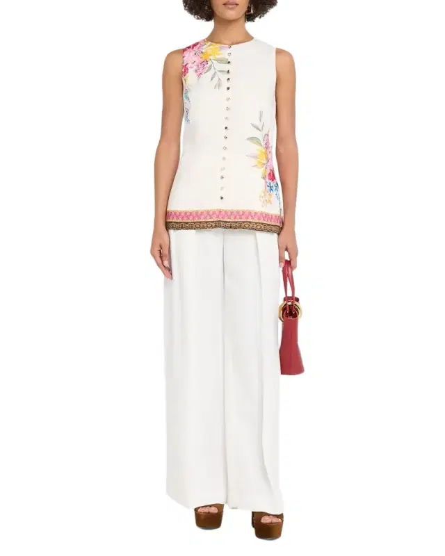 Annalise Sleeveless Floral-Print Shirt