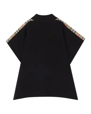 Burberry Kid's Izza Check-Trim Wool Cape, Size | Thumbnail 1