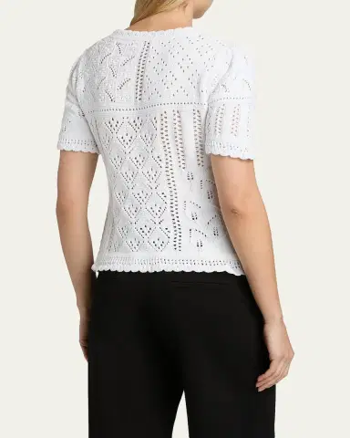 Elie Tahari Lily Pointelle Cotton Knit Sweater | Thumbnail 2