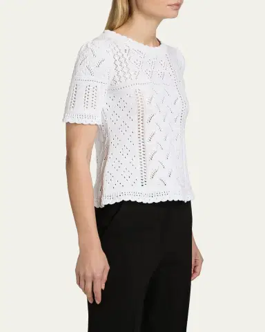 Elie Tahari Lily Pointelle Cotton Knit Sweater | Thumbnail 6