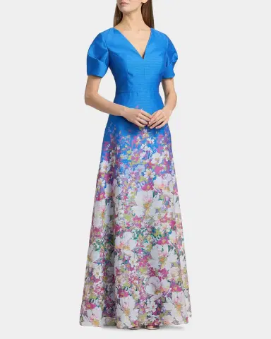 Kay Unger New York Carlotta Floral Organza Gown | Thumbnail 3