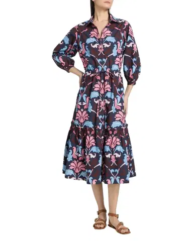 Cara Cara Hutton Puff-Sleeve Midi Shirtdress | Thumbnail 1 Cara Cara Hutton Puff-Sleeve Midi Shirtdress | Thumbnail 1