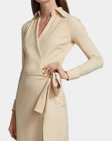 Chiara Boni La Petite Robe Kamala Shirt-Collar Jersey Wrap Dress | Thumbnail 4 Chiara Boni La Petite Robe Kamala Shirt-Collar Jersey Wrap Dress | Thumbnail 4