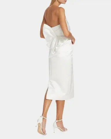 Amsale Duchess Satin Bow-Back Midi Dress | Thumbnail 2
