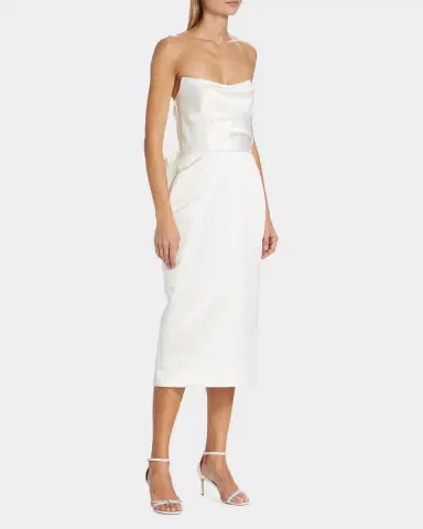 Amsale Duchess Satin Bow-Back Midi Dress | Thumbnail 6