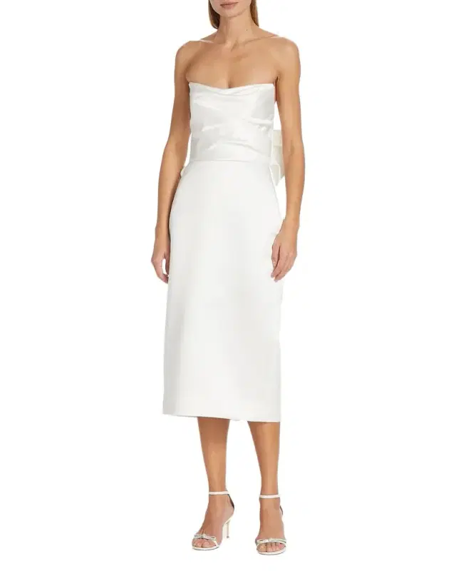 Duchess Satin Bow-Back Midi Dress