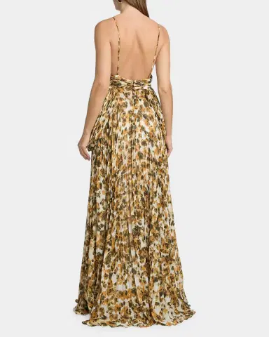 Et Ochs Micah Abstract Chiffon Pleated Gown | Thumbnail 2