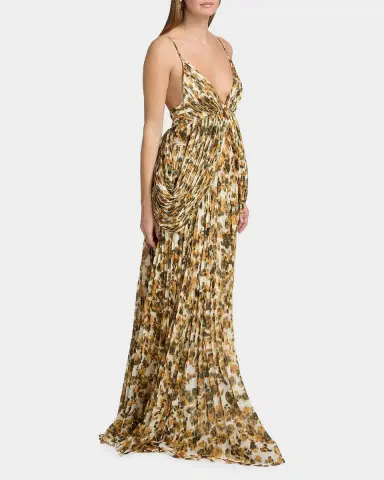 Et Ochs Micah Abstract Chiffon Pleated Gown | Thumbnail 6