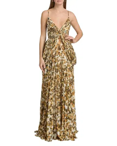 Et Ochs Micah Abstract Chiffon Pleated Gown | Thumbnail 1