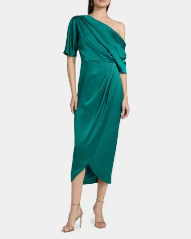 THEIA Rayna Draped One-Shoulder High-Low Gown | Thumbnail 3 THEIA Rayna Draped One-Shoulder High-Low Gown | Thumbnail 3