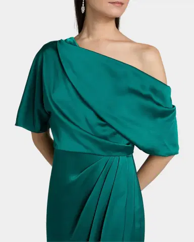 THEIA Rayna Draped One-Shoulder High-Low Gown | Thumbnail 4 THEIA Rayna Draped One-Shoulder High-Low Gown | Thumbnail 4