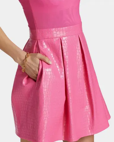ALICE + OLIVIA Chara Croc-Embossed Party Dress | Thumbnail 4 ALICE + OLIVIA Chara Croc-Embossed Party Dress | Thumbnail 4