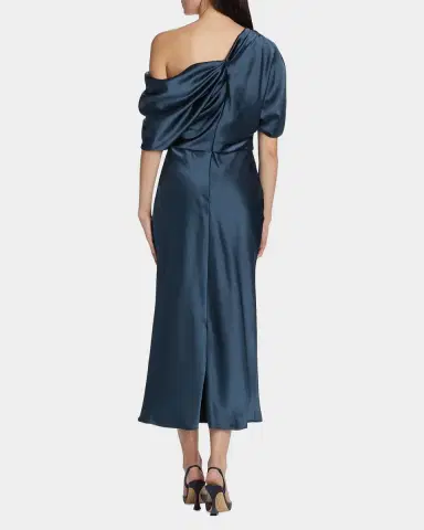Amsale Draped Satin Pencil Midi-Dress | Thumbnail 2