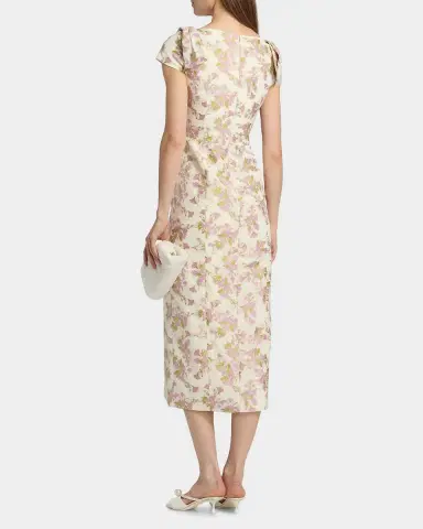 Kay Unger New York Arianna Floral Jacquard Tea-Length Cocktail Dress | Thumbnail 2 Kay Unger New York Arianna Floral Jacquard Tea-Length Cocktail Dress | Thumbnail 2