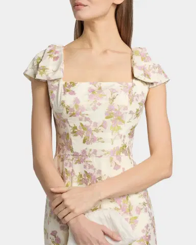 Kay Unger New York Arianna Floral Jacquard Tea-Length Cocktail Dress | Thumbnail 4 Kay Unger New York Arianna Floral Jacquard Tea-Length Cocktail Dress | Thumbnail 4