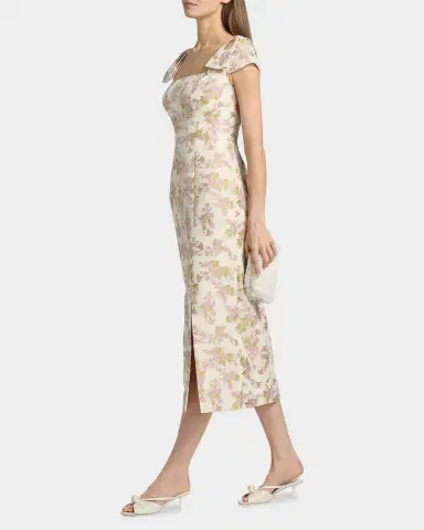 Kay Unger New York Arianna Floral Jacquard Tea-Length Cocktail Dress | Thumbnail 6 Kay Unger New York Arianna Floral Jacquard Tea-Length Cocktail Dress | Thumbnail 6