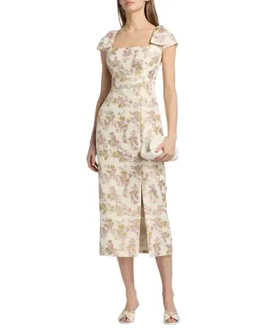 Kay Unger New York Arianna Floral Jacquard Tea-Length Cocktail Dress | Thumbnail 1 Kay Unger New York Arianna Floral Jacquard Tea-Length Cocktail Dress | Thumbnail 1