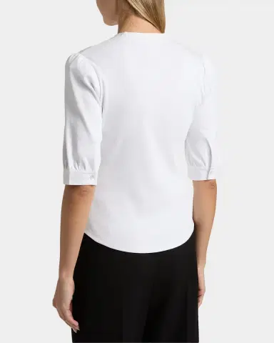 Cinq à Sept Justine Ribbed Stretch-Cotton Button-Front Blouse | Thumbnail 2