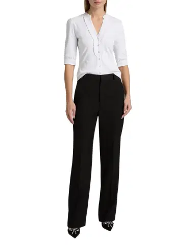 Cinq à Sept Justine Ribbed Stretch-Cotton Button-Front Blouse | Thumbnail 1