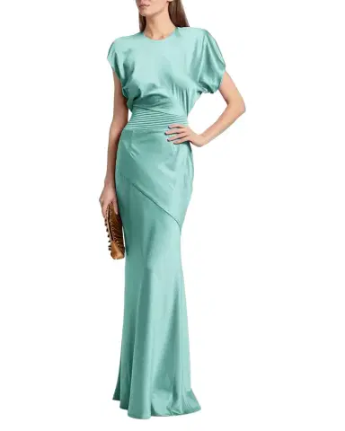 Zhivago Bond Draped Stretch Satin Mermaid Gown | Thumbnail 1 Zhivago Bond Draped Stretch Satin Mermaid Gown | Thumbnail 1