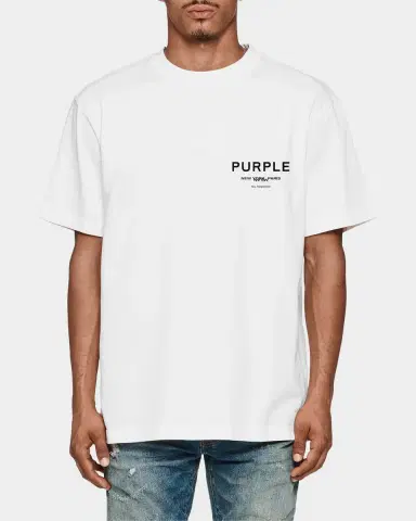 PURPLE Men's Cotton Jersey Logo Crewneck T-Shirt | Thumbnail 2