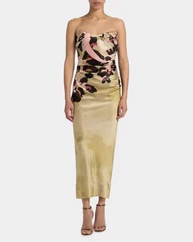 Acler Bowers Floral Satin Maxi Dress | Thumbnail 3