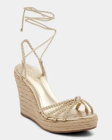 Schutz 95mm Adele Metallic Leather Espadrille Wedge Sandals | Thumbnail 4 Schutz 95mm Adele Metallic Leather Espadrille Wedge Sandals | Thumbnail 4