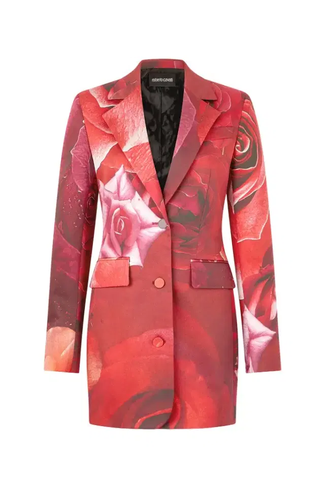 Roberto Cavalli Long Blazer With Rose Print