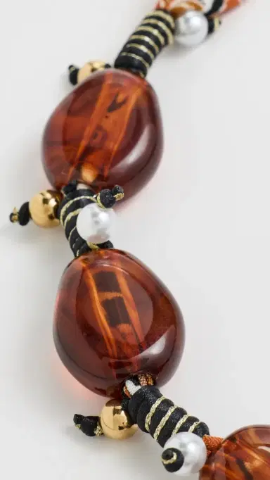 By Adina Eden Bandana Beaded Amber Necklace Amber One Size | Thumbnail 4
