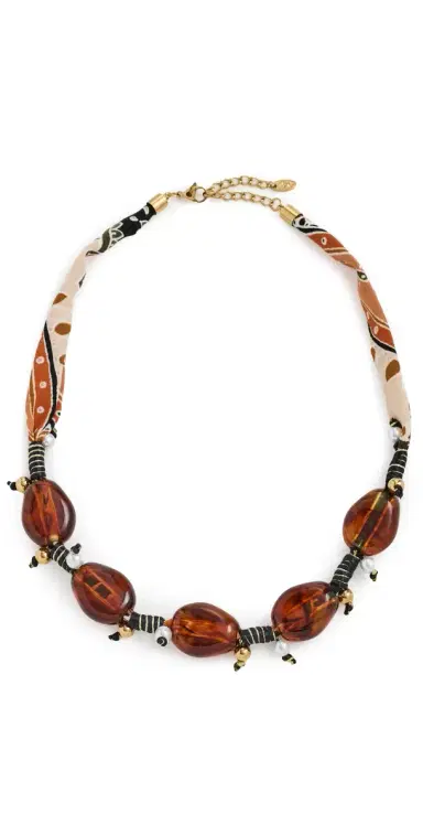 By Adina Eden Bandana Beaded Amber Necklace Amber One Size | Thumbnail 1
