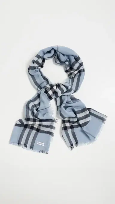 Burberry Giant Check Wool Scarf Bank Blue One Size | Thumbnail 2