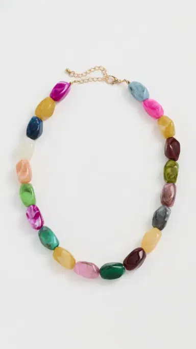 By Adina Eden Gold Chain & Multicolor Bead Necklace Multi-Color One Size | Thumbnail 2