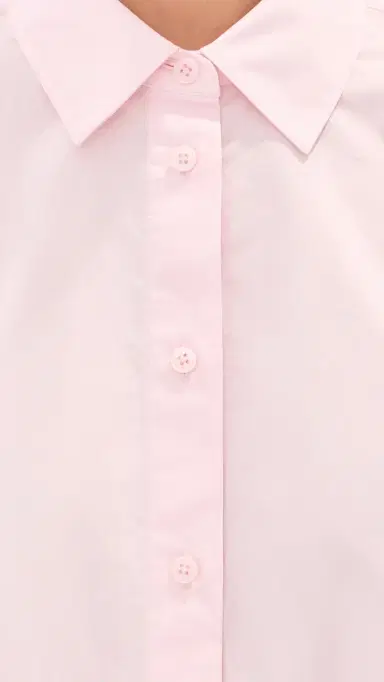 LE BOP Felicity Boxy Cropped Poplin Button Down Pale Pink | Thumbnail 6