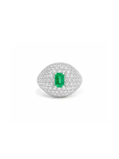 Wish Fine Jewelry 1.91ct Diamond Emerald 18K Gold Pave Ring | Thumbnail 1 Wish Fine Jewelry 1.91ct Diamond Emerald 18K Gold Pave Ring | Thumbnail 1