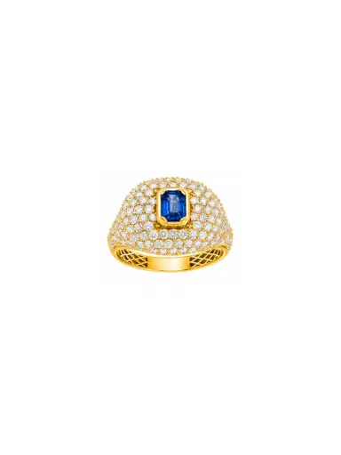 Wish Fine Jewelry 2.20ct Diamond Sapphire 18K Gold Pave Ring | Thumbnail 1