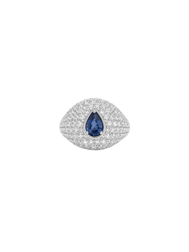 Wish Fine Jewelry 2.39ct Diamond Sapphire 18K Gold Pave Ring