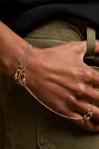 Marla Aaron Mixed Metal Not So Heavy Curb Chain Bracelet - Silver - 6in | Thumbnail 2