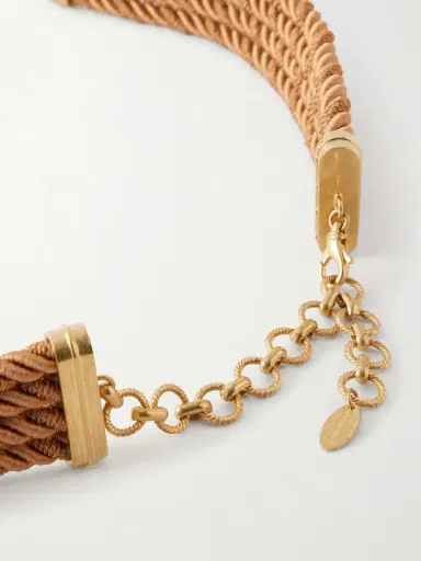 Sonia Petroff Zinnia Gold-plated, Enamel And Woven Cord Belt | Thumbnail 3 Sonia Petroff Zinnia Gold-plated, Enamel And Woven Cord Belt | Thumbnail 3
