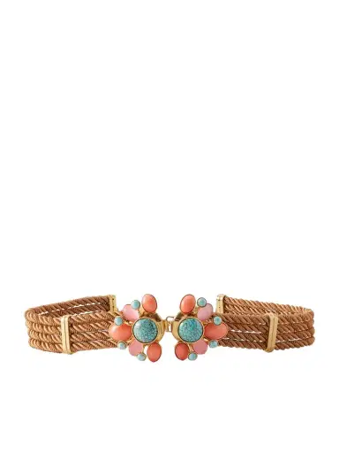 Sonia Petroff Zinnia Gold-plated, Enamel And Woven Cord Belt | Thumbnail 1 Sonia Petroff Zinnia Gold-plated, Enamel And Woven Cord Belt | Thumbnail 1