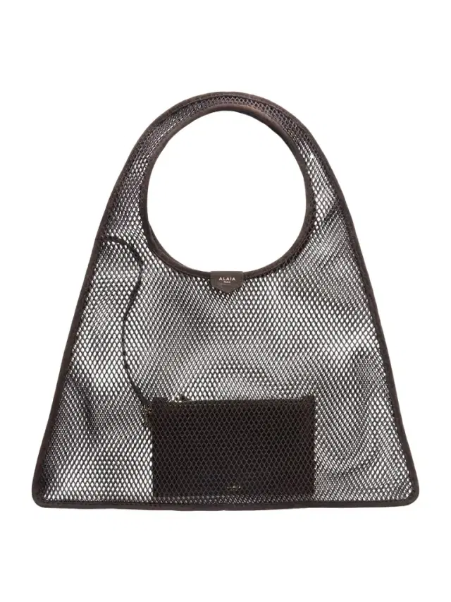 Alaïa One Piece Suede-trimmed Mesh Shoulder Bag