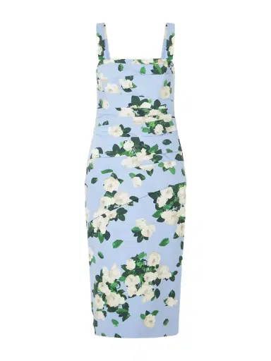 Carolina Herrera Floral-print Draped Cotton-blend Faille Midi Dress | Thumbnail 1 Carolina Herrera Floral-print Draped Cotton-blend Faille Midi Dress | Thumbnail 1
