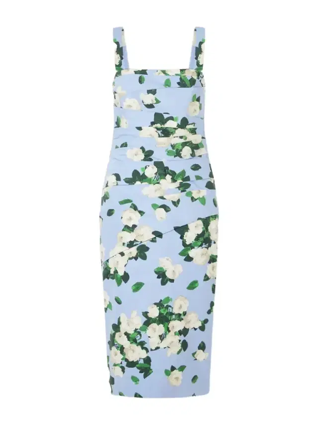 Floral-print Draped Cotton-blend Faille Midi Dress