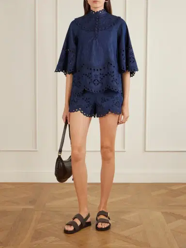 Zimmermann Mahon Broderie Anglaise Denim Shorts | Thumbnail 2