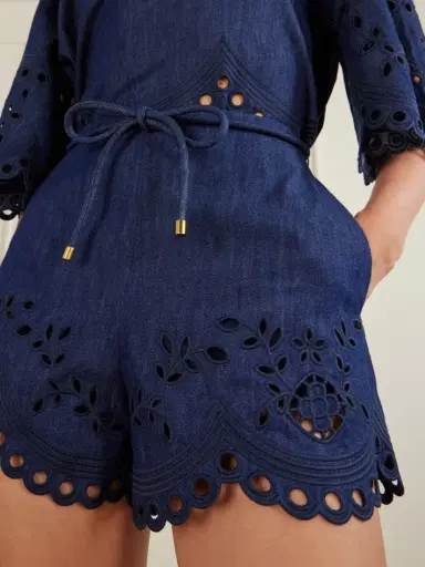 Zimmermann Mahon Broderie Anglaise Denim Shorts | Thumbnail 5