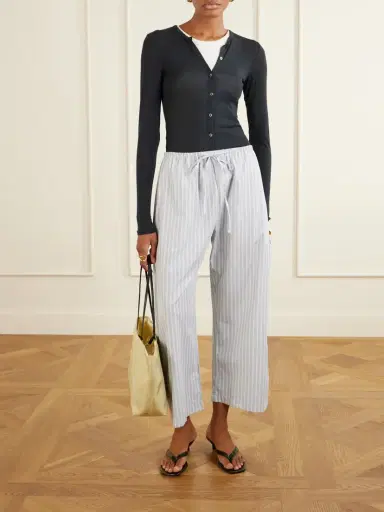 LESET Yoshi Striped Cotton-blend Wide-leg Pants | Thumbnail 2 LESET Yoshi Striped Cotton-blend Wide-leg Pants | Thumbnail 2