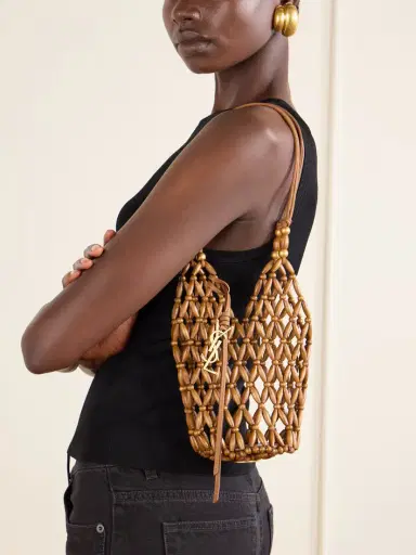 Saint Laurent Cassandre Mini Beaded Wood Bucket Bag | Thumbnail 2