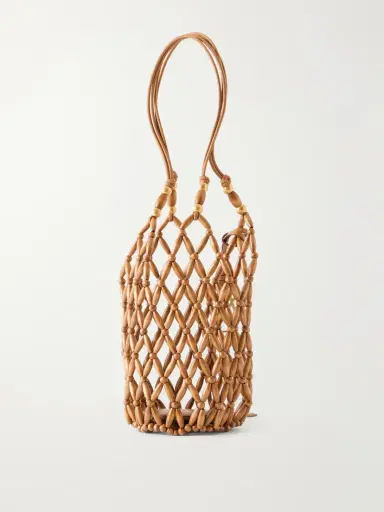 Saint Laurent Cassandre Mini Beaded Wood Bucket Bag | Thumbnail 4