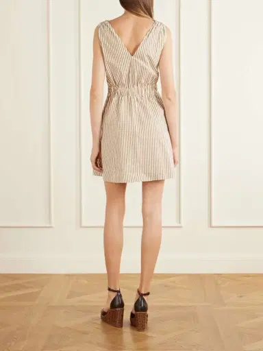 Brunello Cucinelli Belted Seersucker Cotton-blend Mini Dress | Thumbnail 3 Brunello Cucinelli Belted Seersucker Cotton-blend Mini Dress | Thumbnail 3