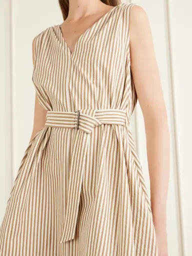 Brunello Cucinelli Belted Seersucker Cotton-blend Mini Dress | Thumbnail 4 Brunello Cucinelli Belted Seersucker Cotton-blend Mini Dress | Thumbnail 4